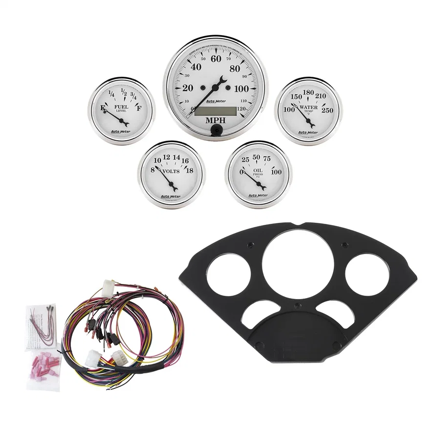 AutoMeter 7055-OTW, DIRECT FIT DASH KIT; CHEVY 55-56; MPH/FUEL/OILP/WTMP/BAT; OTW