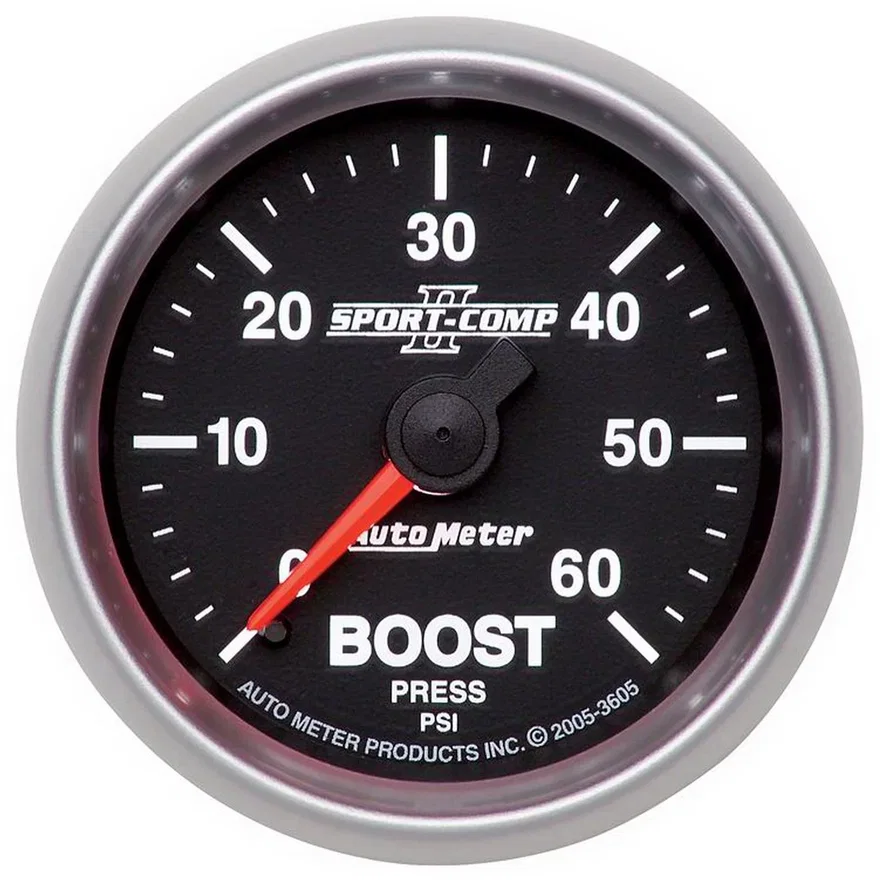 AutoMeter 3605, GAUGE; BOOST; 2 1/16in.; 60PSI; MECHANICAL; SPORT-COMP II