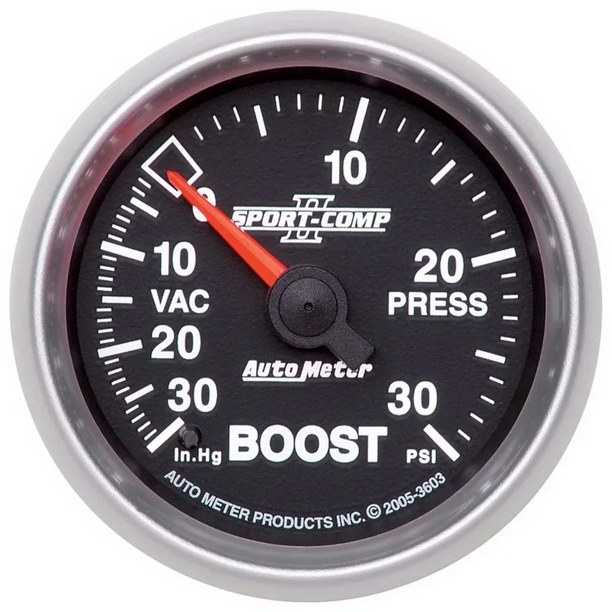 AutoMeter 3603, GAUGE; VAC/BOOST; 2 1/16in.; 30INHG-30PSI; MECHANICAL; SPORT-COMP II