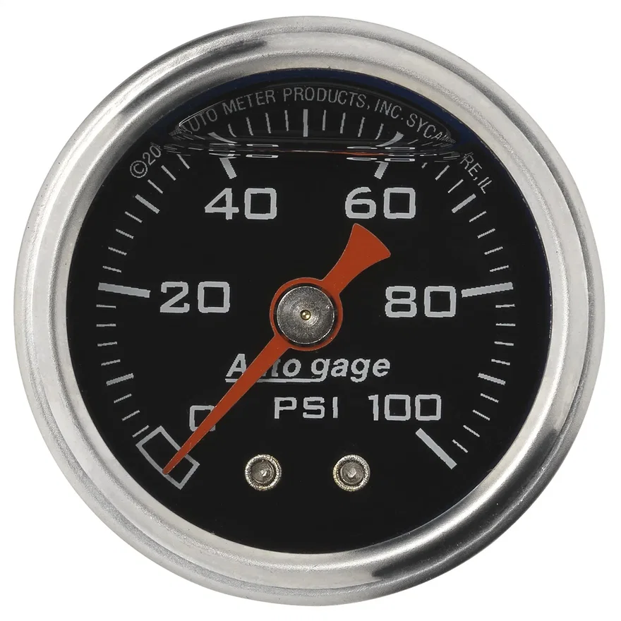 AutoMeter 2174, GAUGE; PRESS; 1.5in. DIRECT MNT; 100PSI; LIQUID FILLED MECH; BLK; 1/8in. NPTF MA