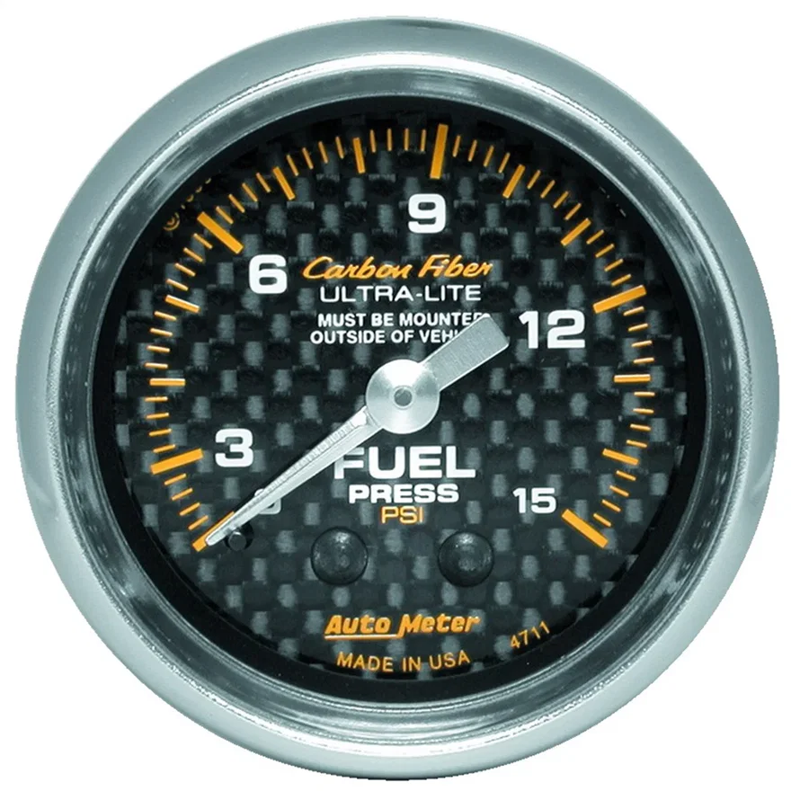 AutoMeter 4711, GAUGE; FUEL PRESSURE; 2 1/16in. 0-15PSI; MECHANICAL; CARBON FIBER