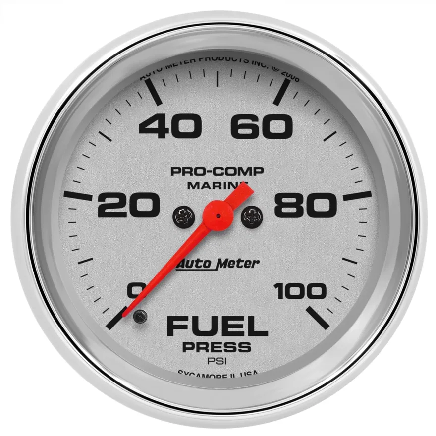 AutoMeter 200851-35, GAUGE; FUEL PRESSURE; 2 5/8in.; 100PSI; DIGITAL STEPPER MOTOR; MARINE CHROME