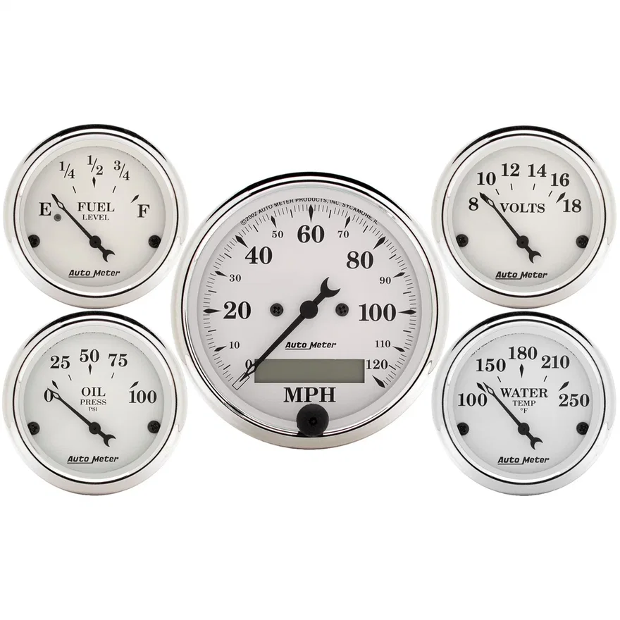 AutoMeter 1602, GAUGE KIT; 5 PC.; 3 1/8in./2 1/16in.; ELEC. SPEEDOMETER; OLD TYME WHITE