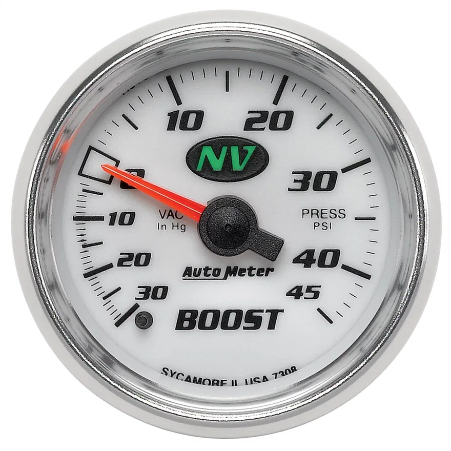AutoMeter 7308, GAUGE; VAC/BOOST; 2 1/16in.; 30INHG-45PSI; MECHANICAL; NV