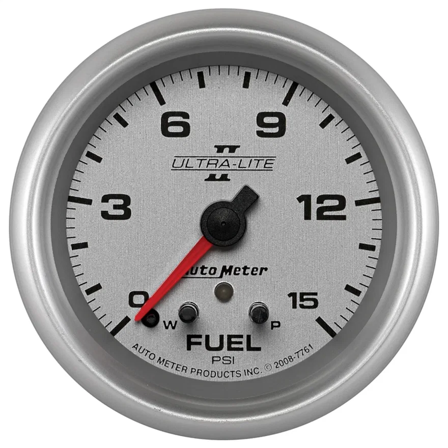 AutoMeter 7761, GAUGE; FUEL PRESS; 2 5/8in.; 15PSI; STEPPER MOTOR W/PEAK/WARN; ULTRA-LITE II