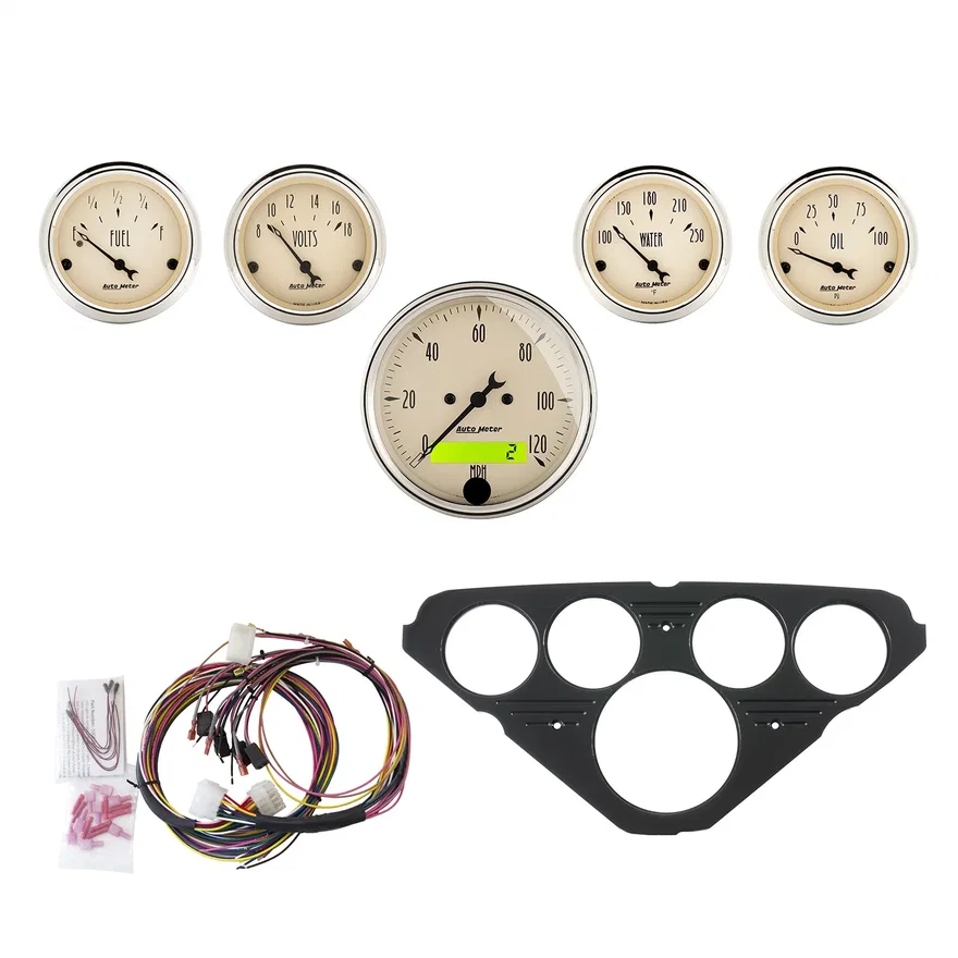 AutoMeter 7049-AB, DIRECT FIT DASH KIT; CHEVY TRUCK 55-59; MPH/FUEL/OILP/WTMP/BAT; AB