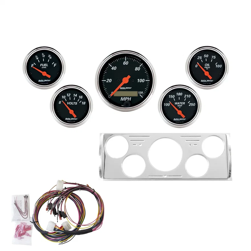 AutoMeter 7057-DB, DIRECT FIT DASH KIT; CHEVY TRUCK 40-46; MPH/FUEL/OILP/WTMP/BAT; DB