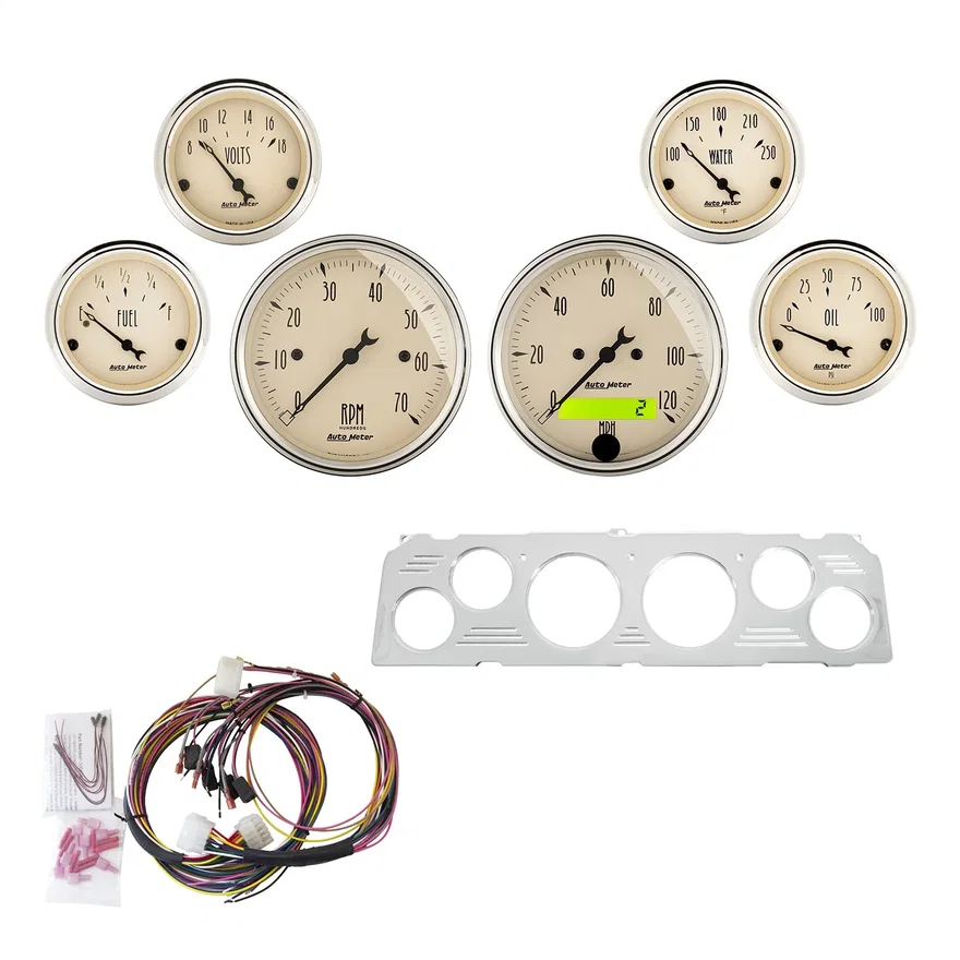 AutoMeter 7043-AB, DIRECT FIT DASH KIT; CHEVY TRUCK 64-66; TACH/MPH/FUEL/OILP/WTMP/VOLT; AB