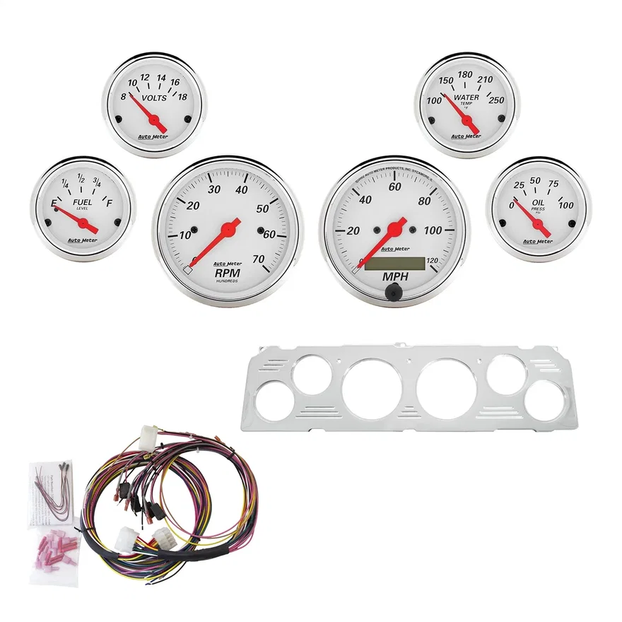 AutoMeter 7043-AW, DIRECT FIT DASH KIT; CHEVY TRUCK 64-66; TACH/MPH/FUEL/OILP/WTMP/VOLT; AW