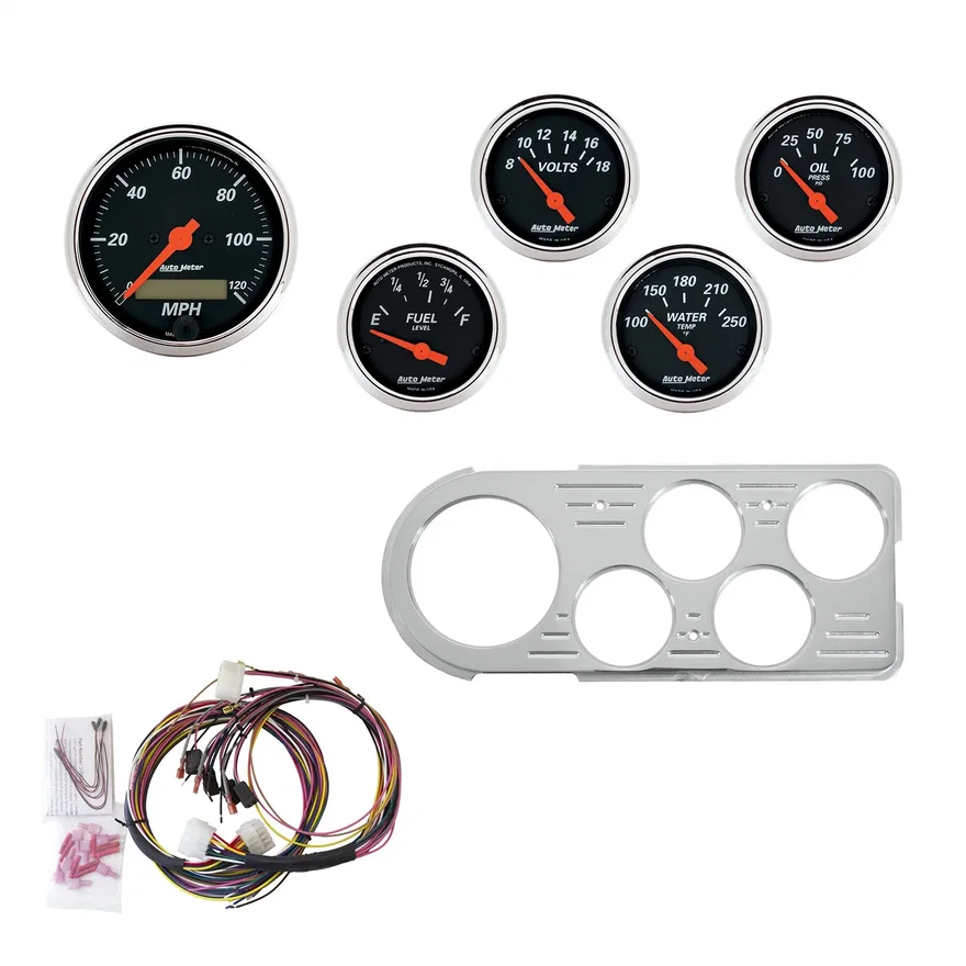 AutoMeter 7046-DB, DIRECT FIT DASH KIT; FORD TRUCK 48-50; MPH/FUEL/OILP/WTMP/BAT; DB