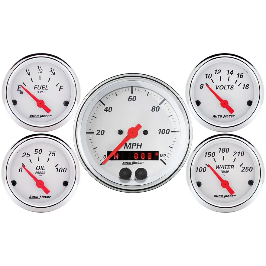 AutoMeter 1350, GAUGE KIT; 5 PC.; 3 3/8in./2 1/16in.; GPS SPEEDOMETER; ARCTIC WHITE