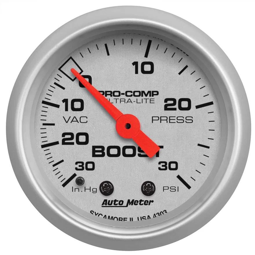 AutoMeter 4303, GAUGE; VAC/BOOST; 2 1/16in.; 30INHG-30PSI; MECHANICAL; ULTRA-LITE