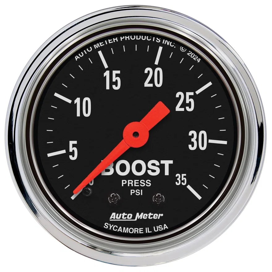 AutoMeter 2404, GAUGE; BOOST; 2 1/16in.; 35PSI; MECHANICAL; TRADITIONAL CHROME