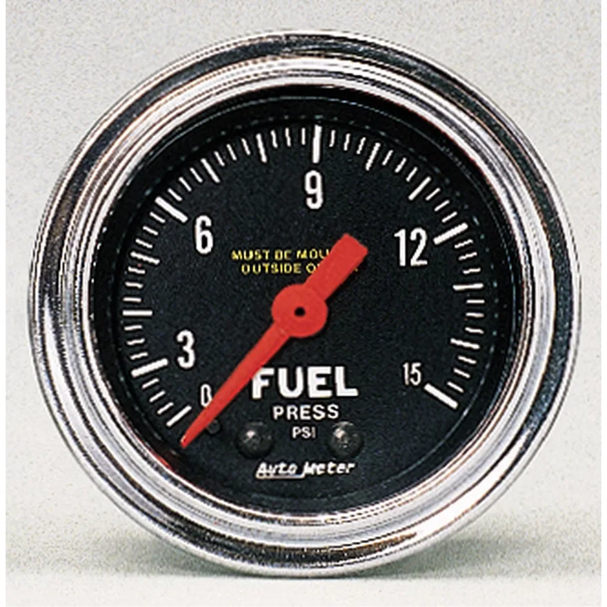 AutoMeter 2411, GAUGE; FUEL PRESSURE; 2 1/16in.; 15PSI; MECHANICAL; TRADITIONAL CHROME
