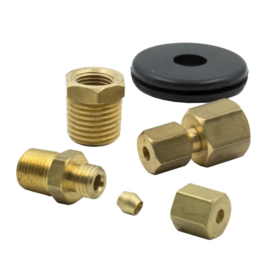 AutoMeter 3290, FITTING KIT; 1/8in. NPTF COMPRESSION TO 1/8in. LINE; BRASS