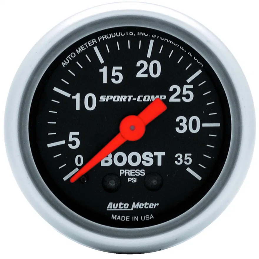 AutoMeter 3304, GAUGE; BOOST; 2 1/16in.; 35PSI; MECHANICAL; SPORT-COMP