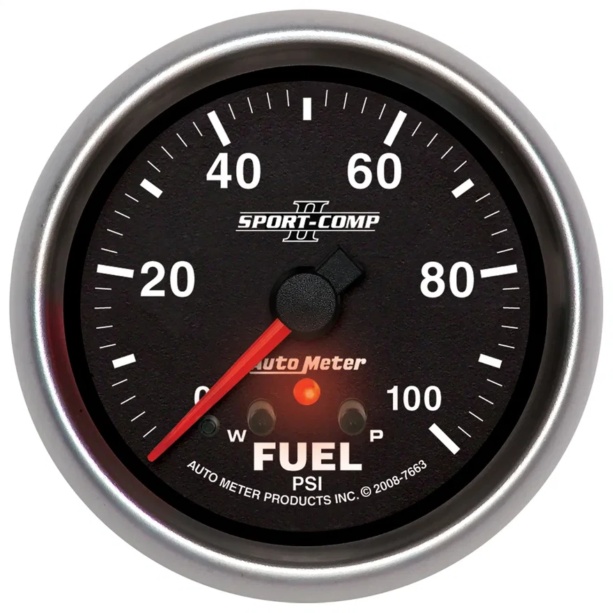 AutoMeter 7663, GAUGE; FUEL PRESS; 2 5/8in.; 100PSI; STEPPER MOTOR W/PEAK/WARN; SPORT-COMP II