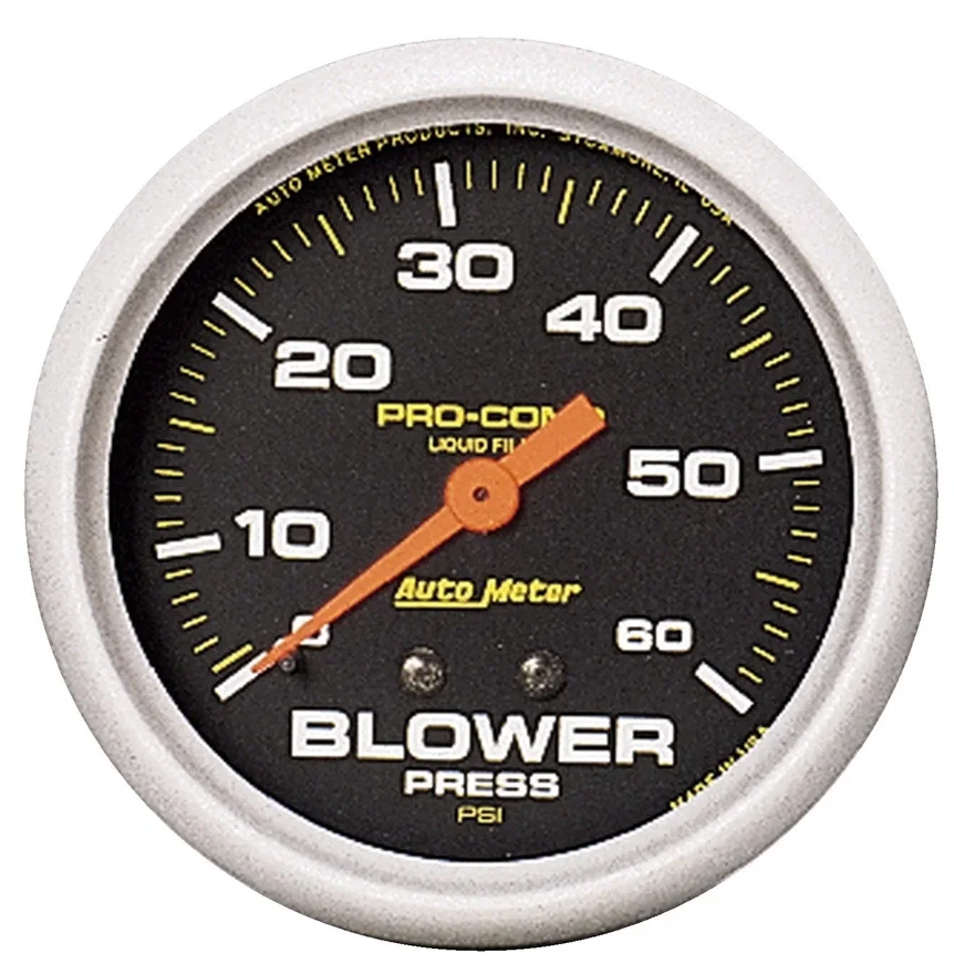 AutoMeter 5402, GAUGE; BLOWER PRESS; 2 5/8in.; 60PSI; LIQUID FILLED MECH; PRO-COMP