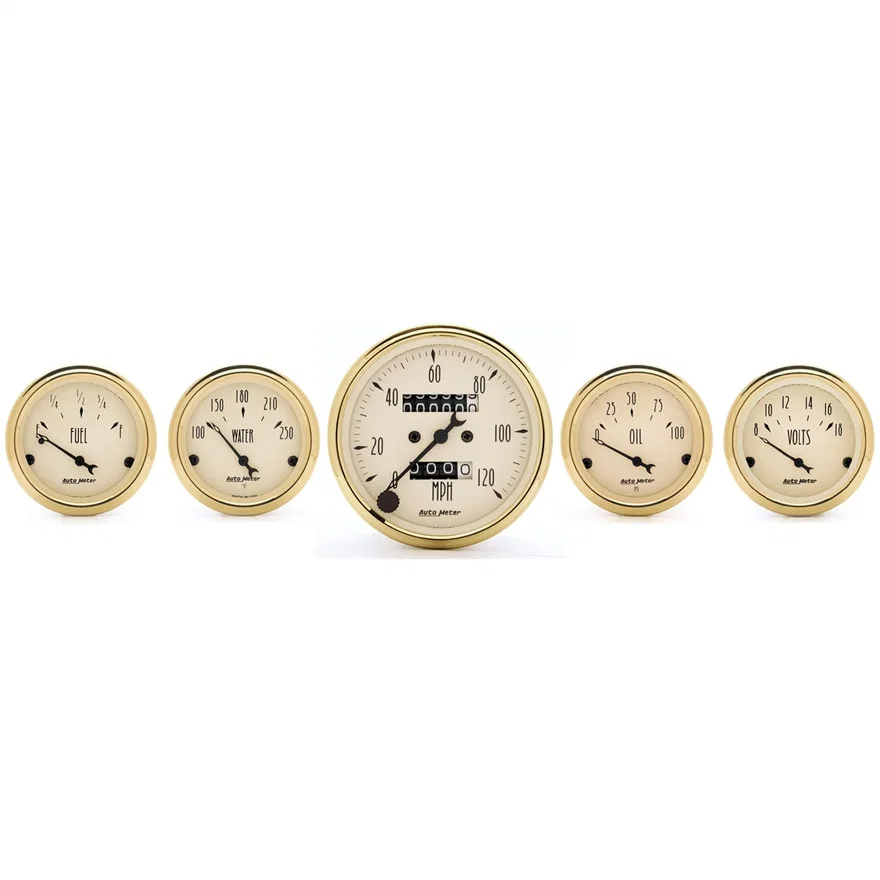 AutoMeter 1501, GAUGE KIT; 5 PC.; 3 1/8in./2 1/16in.; MECH. SPEEDOMETER; GOLDEN OLDIES