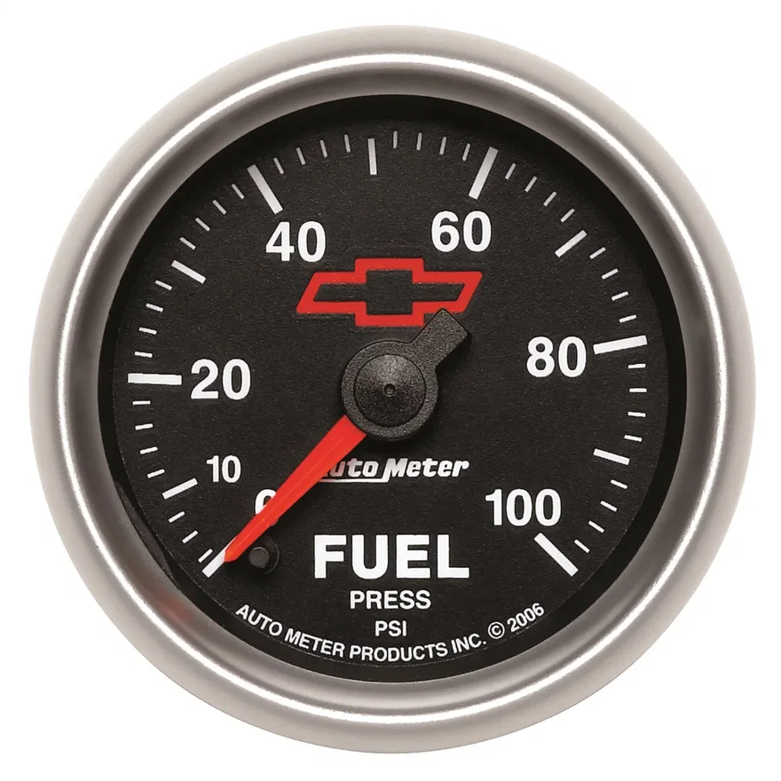 AutoMeter 3663-00406, GAUGE; FUEL PRESSURE; 2 1/16in.; 100PSI; DIGITAL STEPPER MOTOR; CHEVY RED BOWTIE