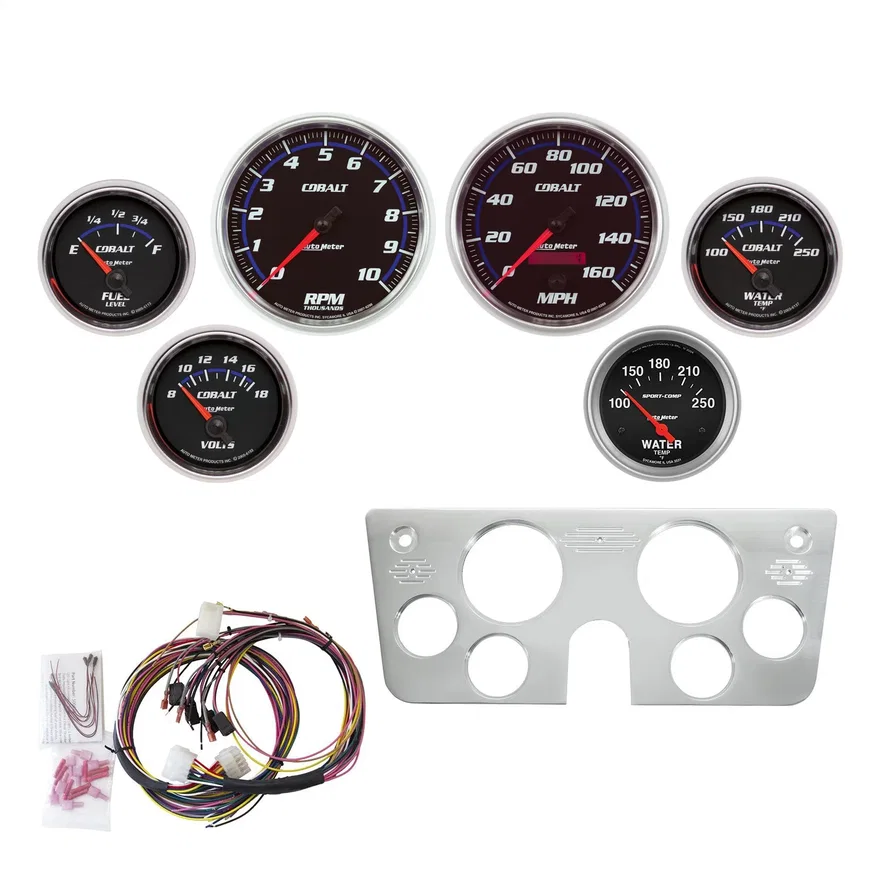 AutoMeter 7045-CB, DIRECT FIT DASH KIT; CHEVY TRUCK 67-72; TACH/MPH/FUEL/OILP/WTMP/VOLT; COBALT