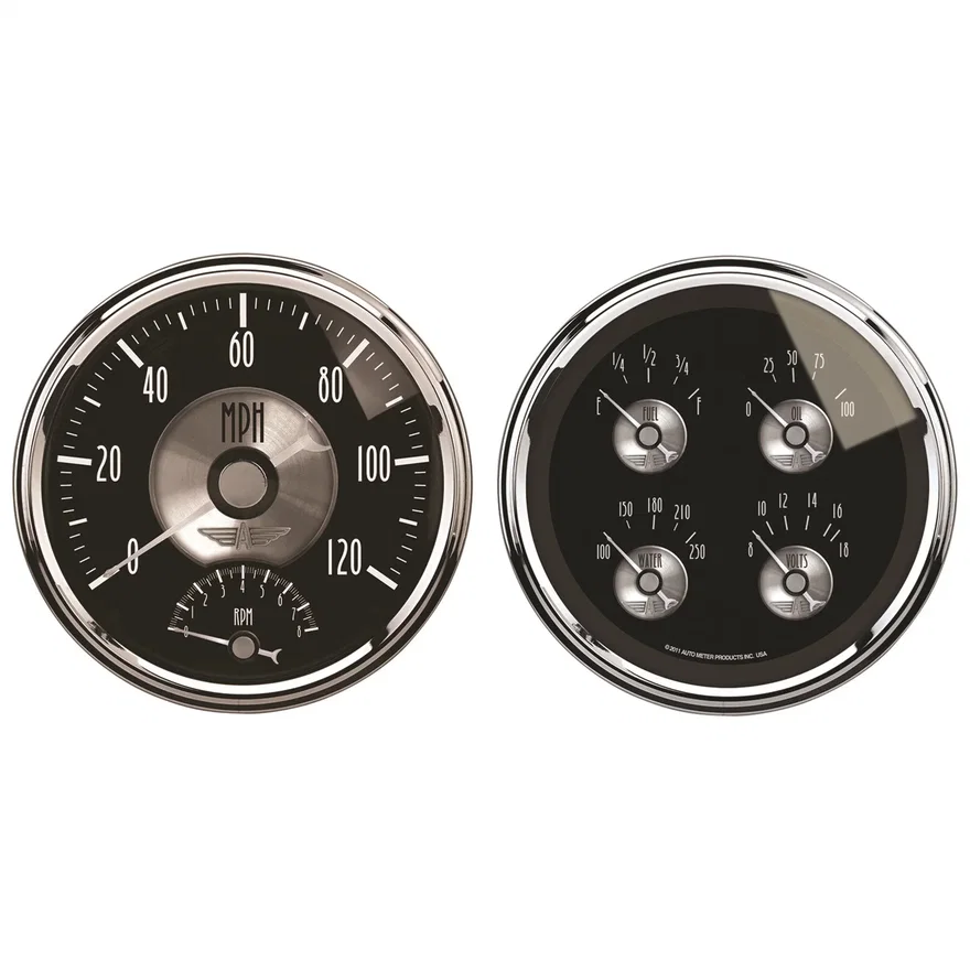 AutoMeter 2005, GAUGE KIT; 2 PC.; QUAD/TACH/SPEEDO; 5in.; PRESTIGE BLK. DIAMOND