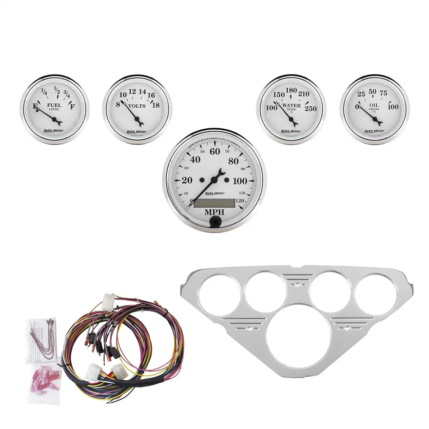 AutoMeter 7036-OTW, DIRECT FIT DASH KIT; CHEVY TRUCK 55-59; MPH/FUEL/OILP/WTMP/BAT; OTW