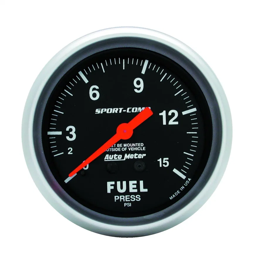 AutoMeter 3411, GAUGE; FUEL PRESSURE; 2 5/8in.; 15PSI; MECHANICAL; SPORT-COMP