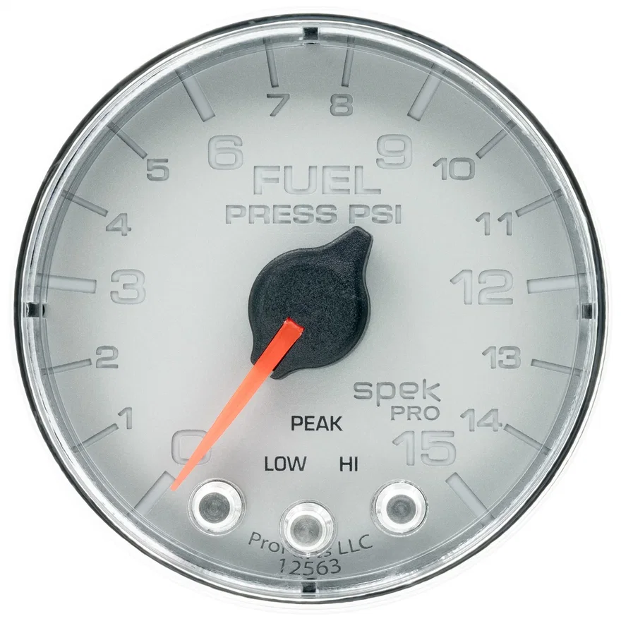 AutoMeter P315218, GAUGE; FUEL PRESS; 2 1/16in.; 15PSI; STEPPER MOTOR W/PEAK/WARN; SLVR/CHRM; SPEK