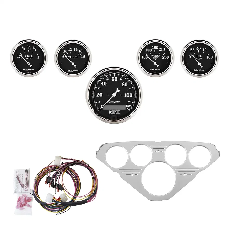 AutoMeter 7036-OTB, DIRECT FIT DASH KIT; CHEVY TRUCK 55-59; MPH/FUEL/OILP/WTMP/BAT; OTB
