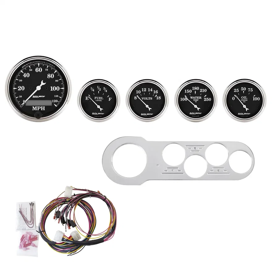AutoMeter 7042-OTB, DIRECT FIT DASH KIT; CHEVY CAR 53-54; MPH/FUEL/OILP/WTMP/BAT; OTB