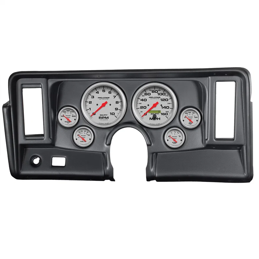 AutoMeter 7024-UL, DIRECT FIT DASH KIT; NOVA 69-76; TACH/MPH/FUEL/OILP/WTMP/VOLT; ULTRA-LITE