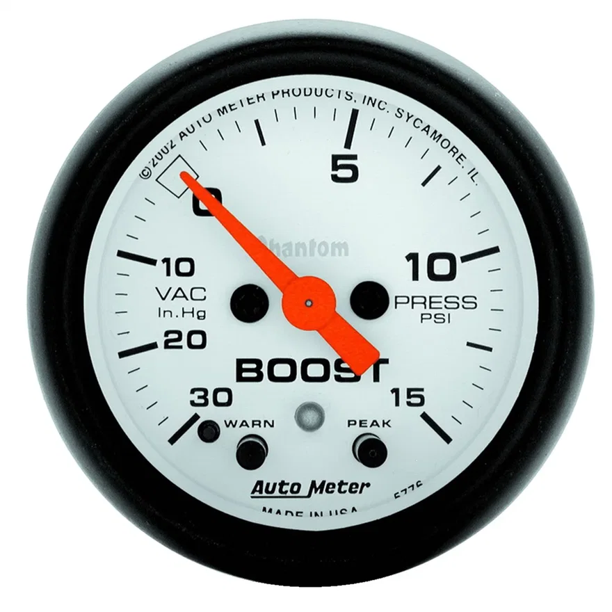 AutoMeter 5776, GAUGE; VAC/BOOST; 2 1/16in.; 30INHG-15PSI; STEPPER MOTOR W/PEAK/WARN; PHANTOM