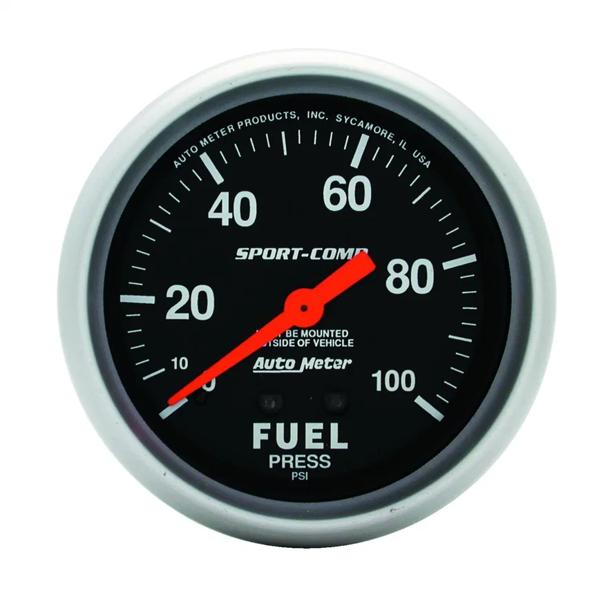 AutoMeter 3412, GAUGE; FUEL PRESSURE; 2 5/8in.; 100PSI; MECHANICAL; SPORT-COMP