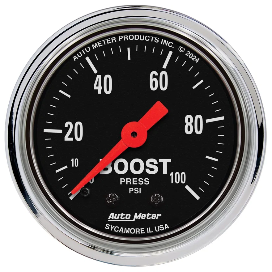 AutoMeter 2406, GAUGE; BOOST; 2 1/16in.; 100PSI; MECHANICAL; TRADITIONAL CHROME