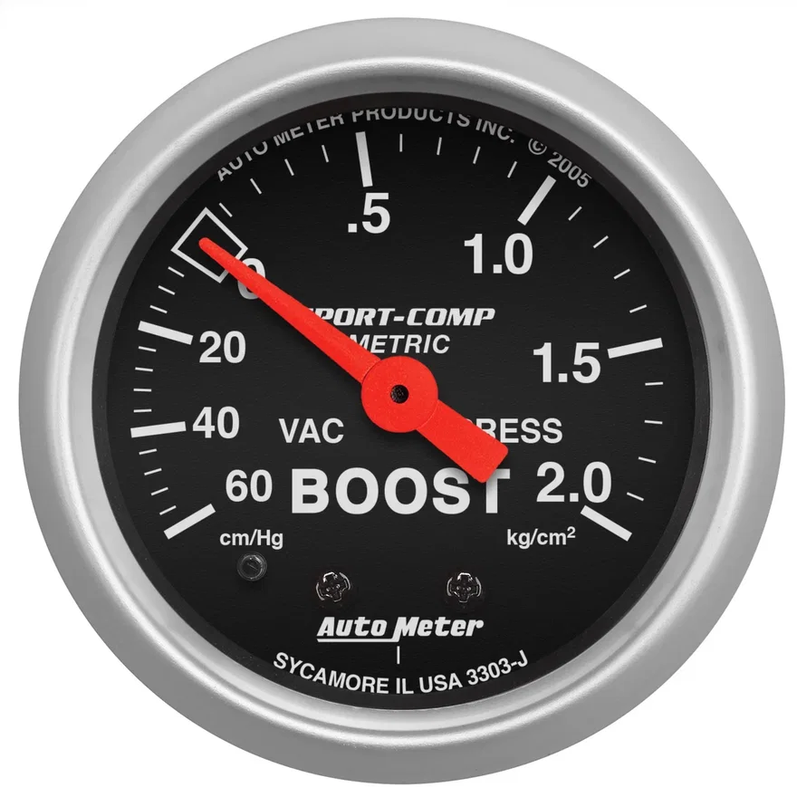 AutoMeter 3303-J, GAUGE; VAC/BOOST; 2 1/16in.; 60CMHG-2.1KG/CM2; MECHANICAL; SPORT-COMP