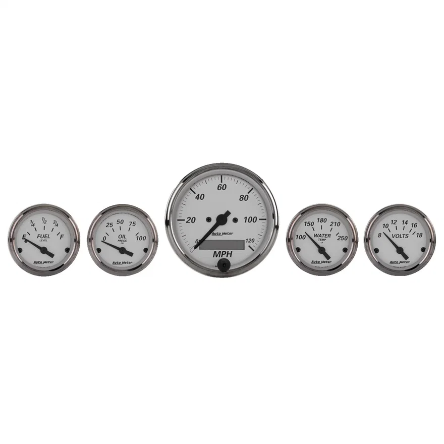 AutoMeter 1902, GAUGE KIT; 5 PC.; 3 1/8in./2 1/16in.; ELEC. SPEEDOMETER; AMERICAN PLATINUM
