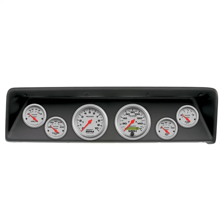 AutoMeter 2112-13, DIRECT FIT DASH KIT; (3 3/8in. X2; 2 1/16in. X4); CHEVROLET NOVA 66-67; ULTRA-LI