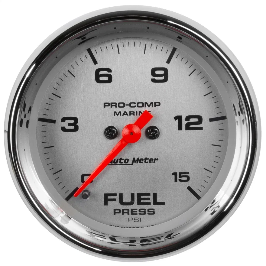 AutoMeter 200848-35, GAUGE; FUEL PRESSURE; 2 1/16in.; 15PSI; DIGITAL STEPPER MOTOR; MARINE CHROME