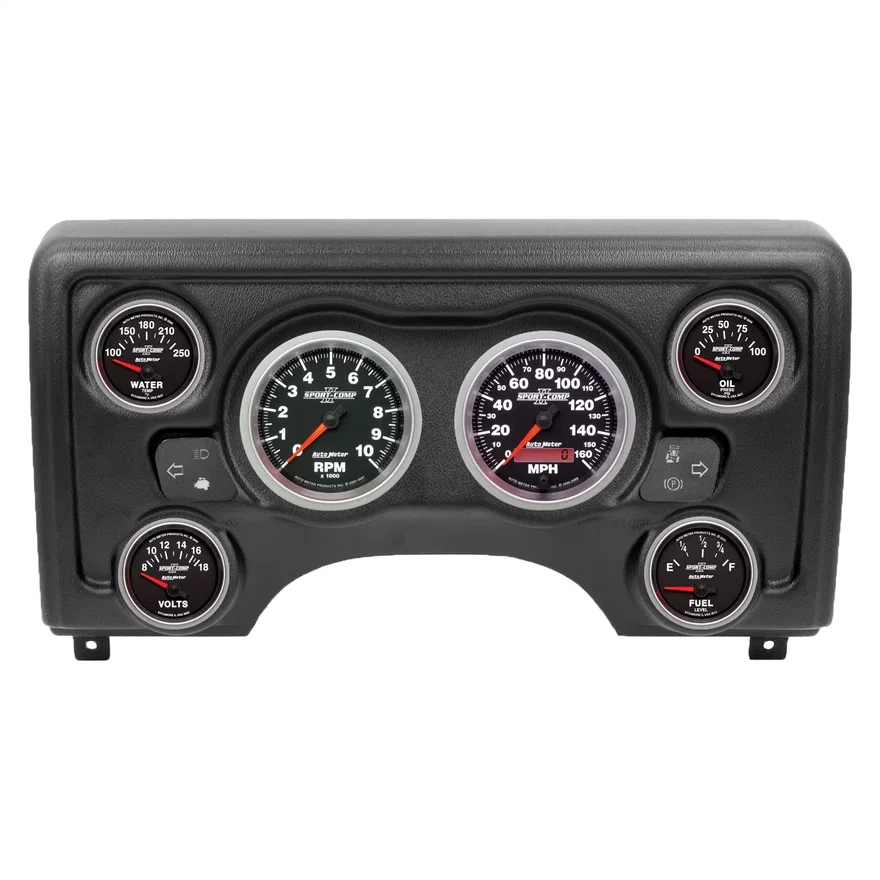 AutoMeter 90011-12, DIRECT FIT DASH KIT; (3 3/8in. X2; 2 1/16in. X4) JEEP TJ 97-06; SPORT-COMP II