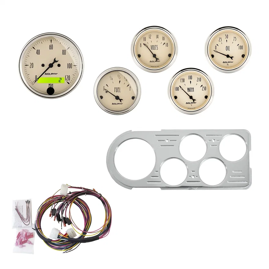 AutoMeter 7046-AB, DIRECT FIT DASH KIT; FORD TRUCK 48-50; MPH/FUEL/OILP/WTMP/BAT; AB