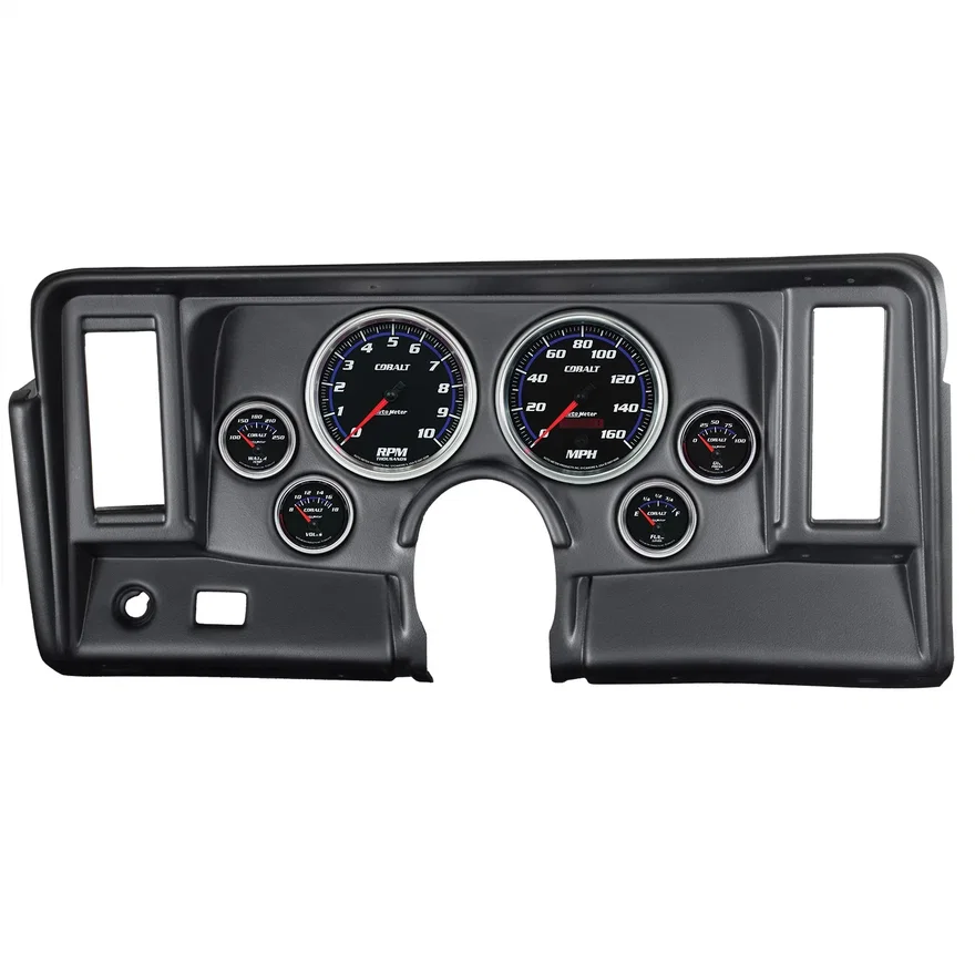 AutoMeter 7024-CB, DIRECT FIT DASH KIT; NOVA 69-76; TACH/MPH/FUEL/OILP/WTMP/VOLT; COBALT