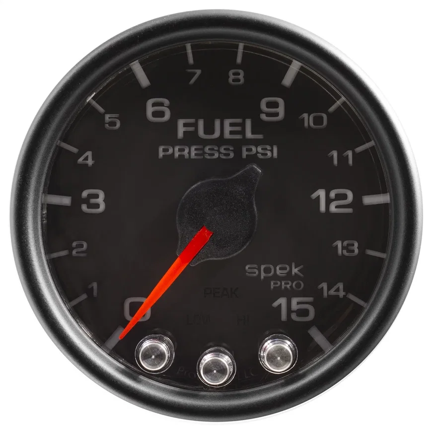 AutoMeter P31532, GAUGE; FUEL PRESS; 2 1/16in.; 15PSI; STEPPER MOTOR W/PEAK/WARN; BLK/BLK; SPEK
