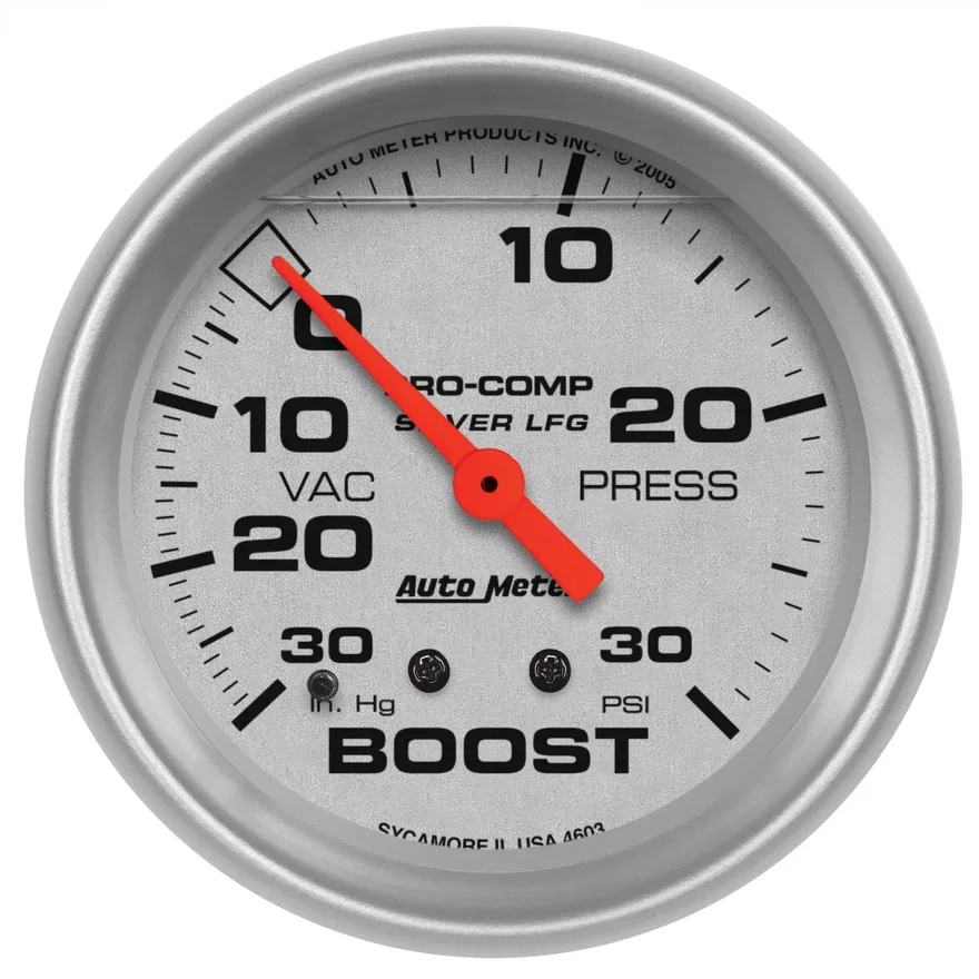 AutoMeter 4603, GAUGE; VAC/BOOST; 2 5/8in.; 30INHG-30PSI; LIQUID FILLED MECH; ULTRA-LITE