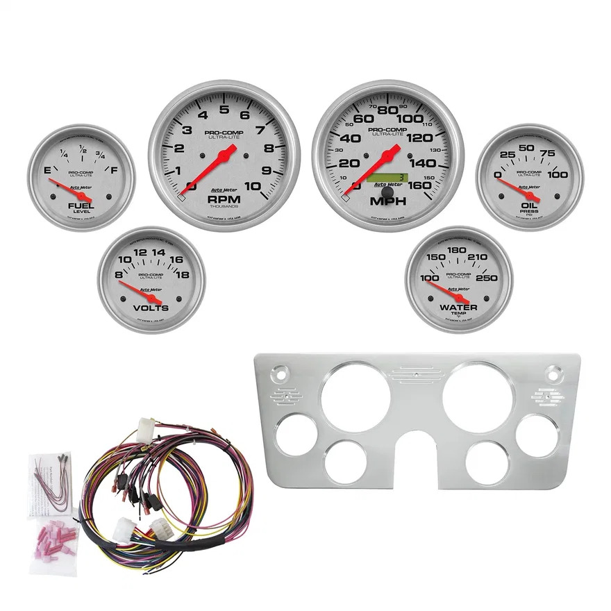 AutoMeter 7045-UL, DIRECT FIT DASH KIT; CHEVY TRUCK 67-72; TACH/MPH/FUEL/OILP/WTMP/VOLT; ULTRA-LITE