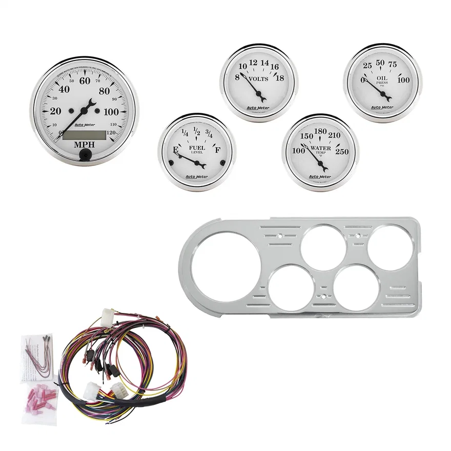 AutoMeter 7046-OTW, DIRECT FIT DASH KIT; FORD TRUCK 48-50; MPH/FUEL/OILP/WTMP/BAT; OTW