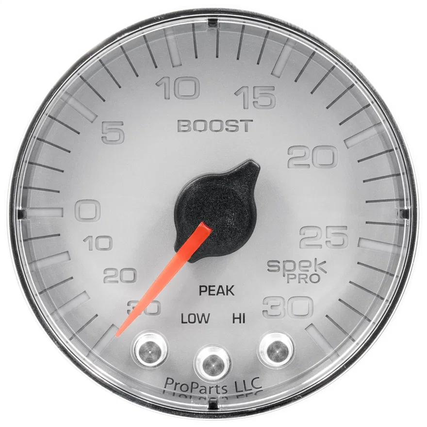 AutoMeter P302218, GAUGE; VAC/BOOST; 2 1/16in.; 30INHG-30PSI; STEPPER MTR W/PK/WRN;SLVR/CHRME; SPEK