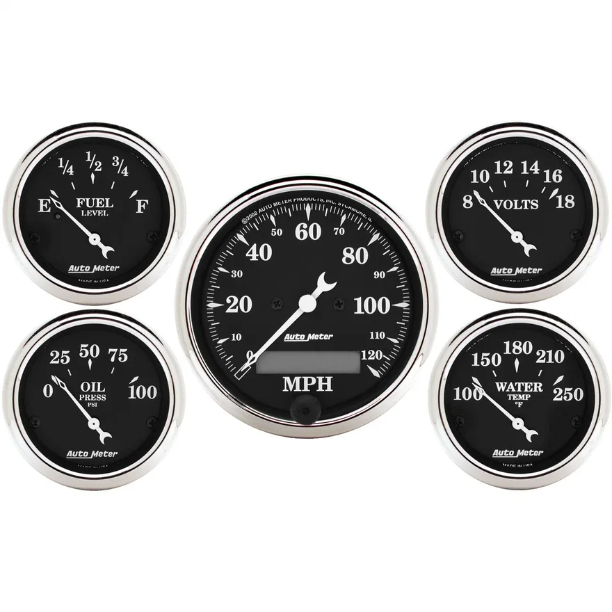AutoMeter 1709, GAUGE KIT; 5 PC.; 3 1/8in./2 1/16in.; ELEC. SPEEDOMETER; OLD TYME BLACK