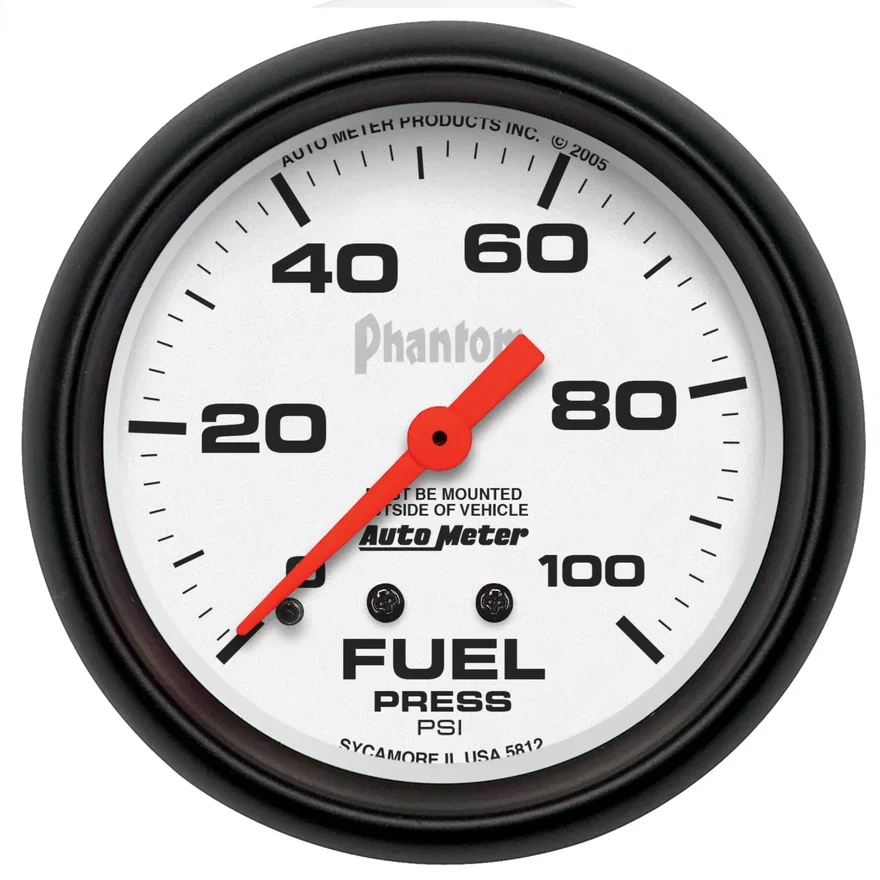 AutoMeter 5812, GAUGE; FUEL PRESSURE; 2 5/8in.; 100PSI; MECHANICAL; PHANTOM