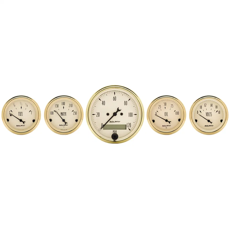 AutoMeter 1502, GAUGE KIT; 5 PC.; 3 1/8in./2 1/16in.; ELEC. SPEEDOMETER; GOLDEN OLDIES